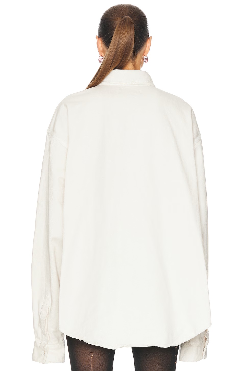 Large Fit Long Sleeve Shirt White