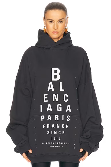Large Fit Hoodie Washed Black & White