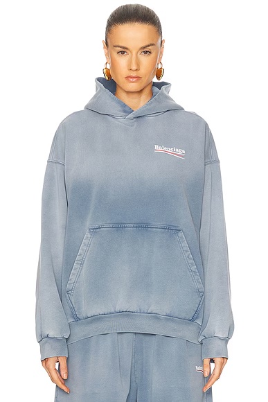 Medium Fit Hoodie Faded Blue, White, & Red