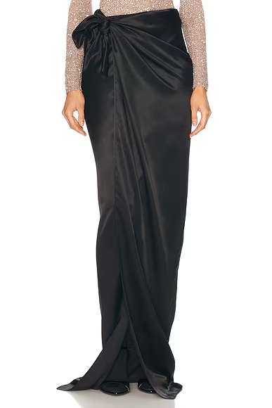 Satin Wrap Skirt Black