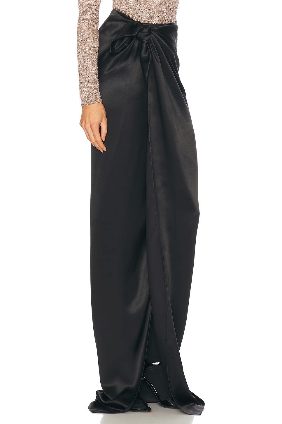Satin Wrap Skirt Black