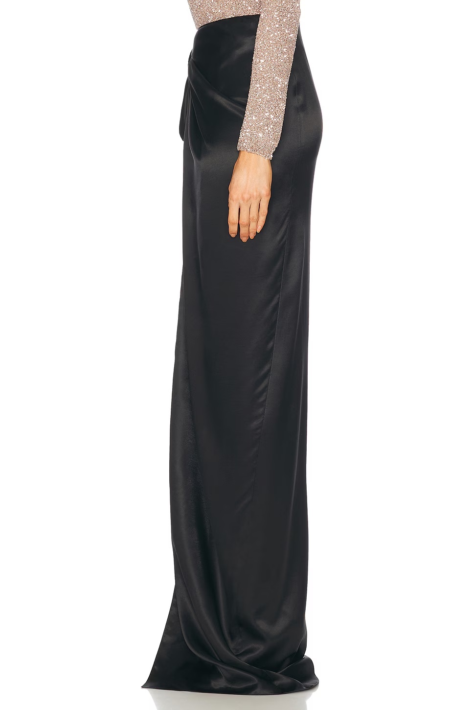 Satin Wrap Skirt Black