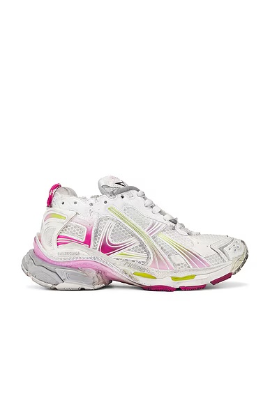 Runner Gradient Sneaker White, Pink, Grey, & Fluo Yellow