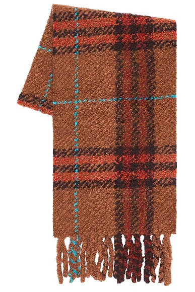 Giant Check Boucle Scarf Ginger Brown