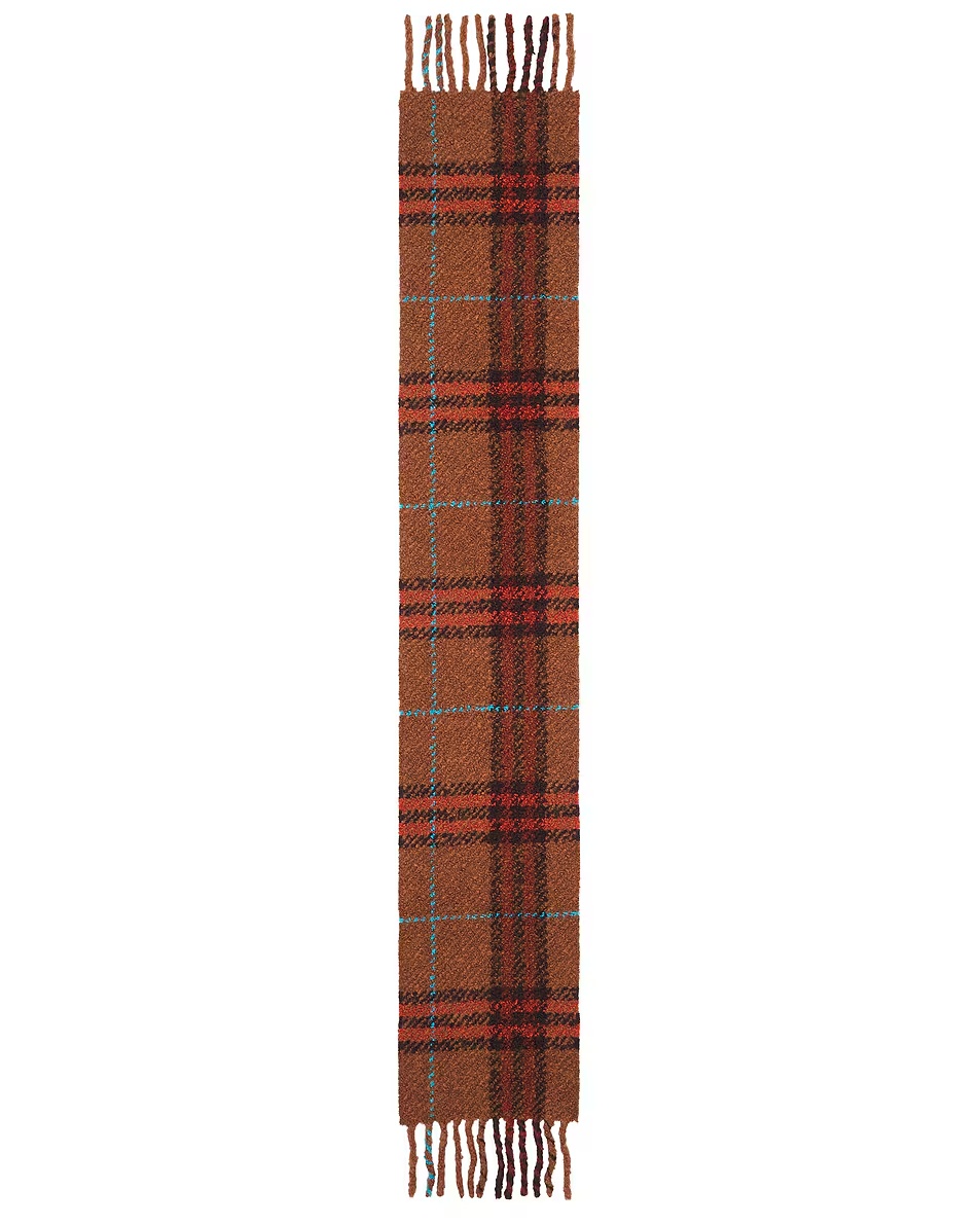 Giant Check Boucle Scarf Ginger Brown