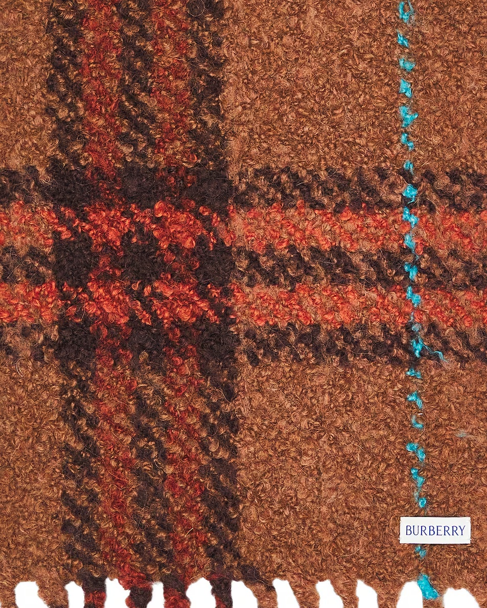 Giant Check Boucle Scarf Ginger Brown