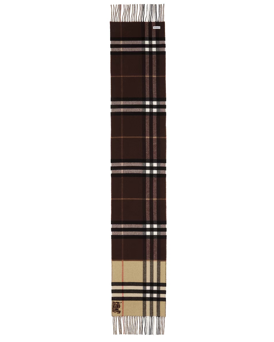 Double Giant Check Scarf Sand & Treacle Brown