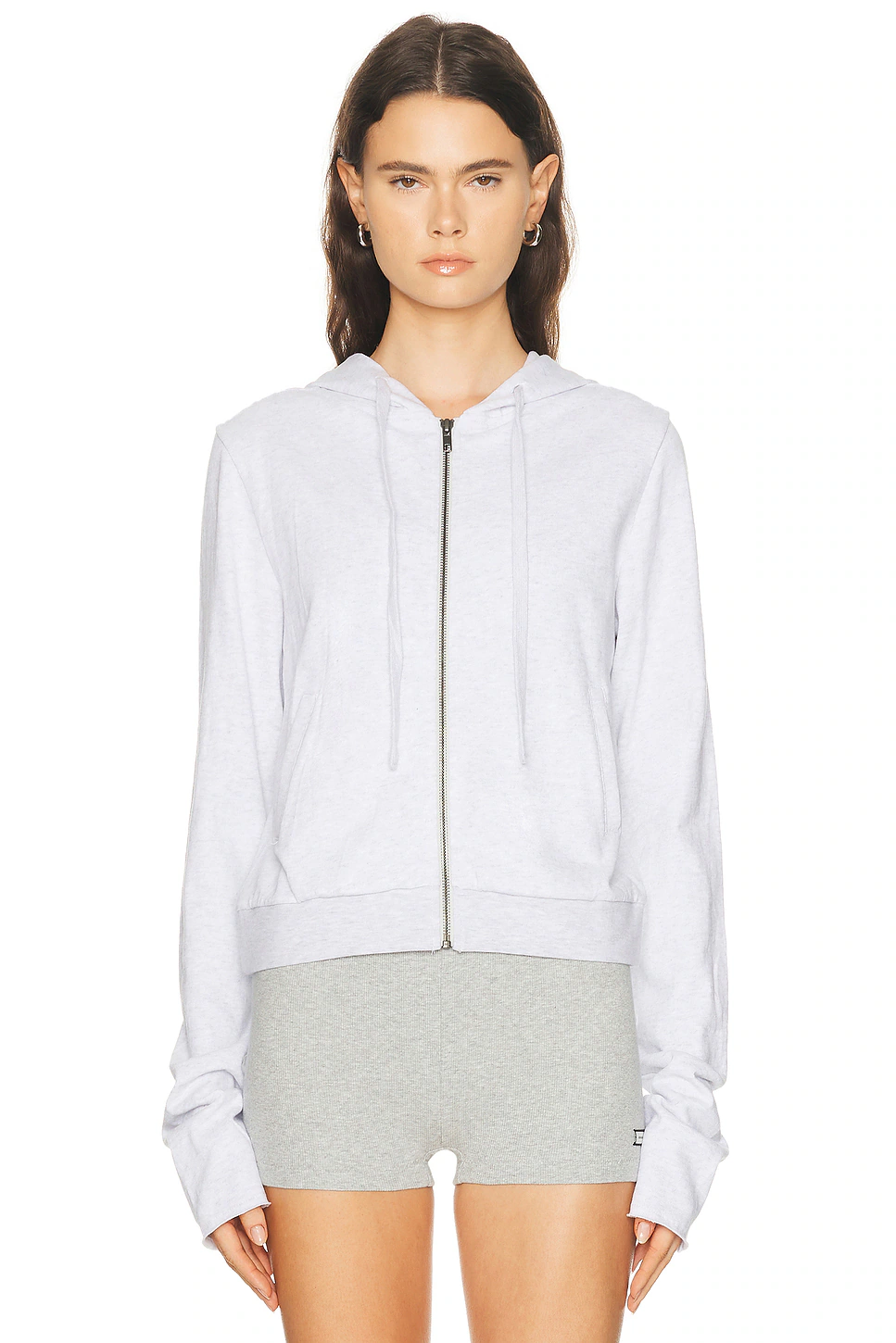 Cropped Zip Up Jacket Heather Grey