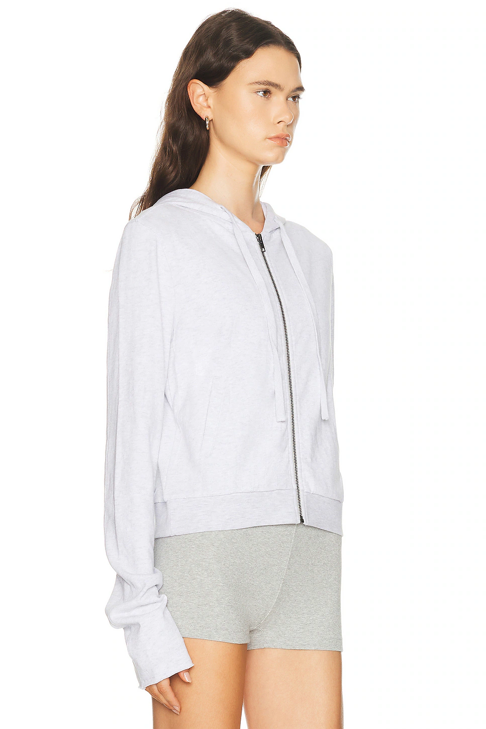 Cropped Zip Up Jacket Heather Grey