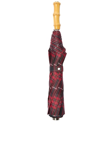 Bamboo Tartan Folding Umbrella Black & Red