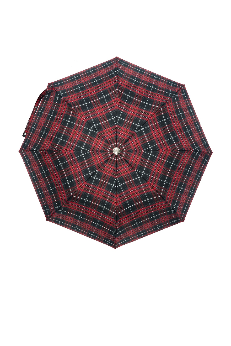 Bamboo Tartan Folding Umbrella Black & Red
