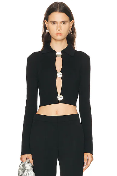 Polo Cardigan Black