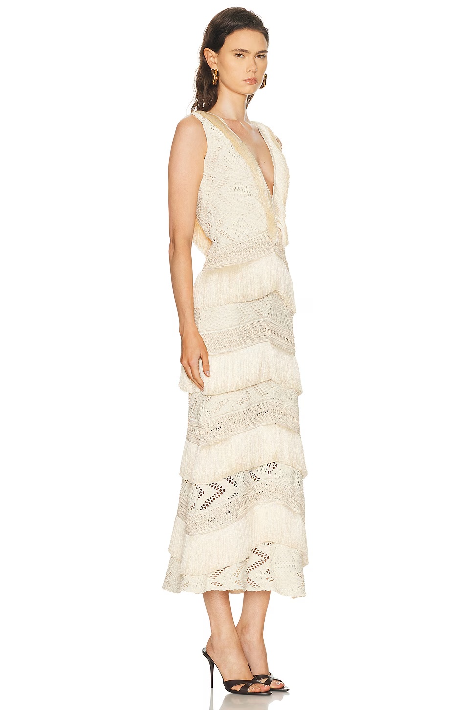 Lycra Mesh Dress Beige