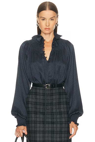Long Sleeve Blouse Black IP Pattern