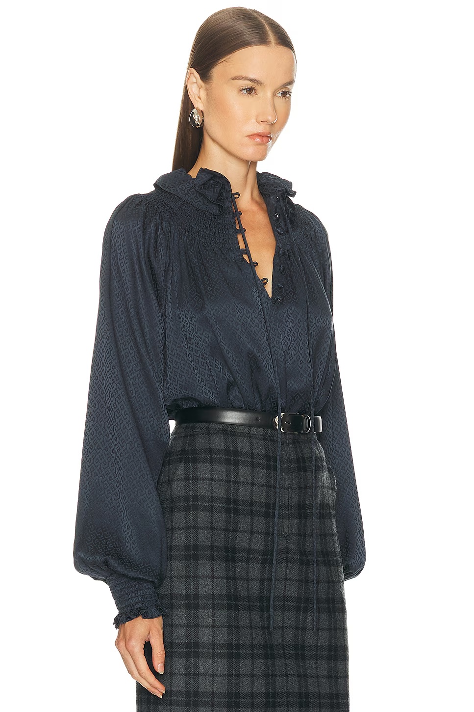 Long Sleeve Blouse Black IP Pattern