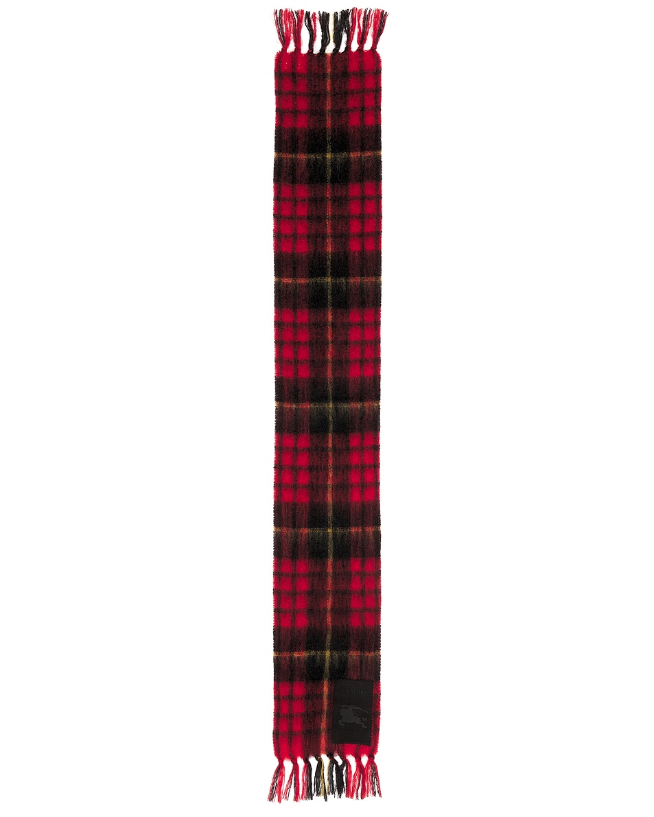 Tartan Check Mohair Scarf Post Red