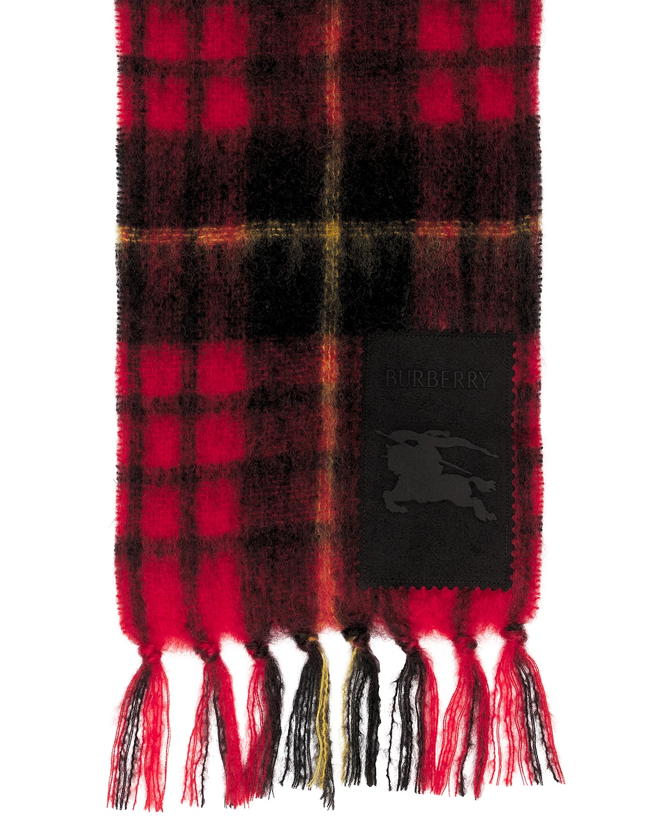 Tartan Check Mohair Scarf Post Red