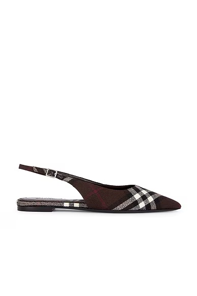 Dame Slingback Flat Mahogany Ip Check