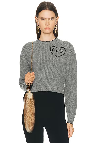 Embroidered Heart Logo Sweater Divine Grey
