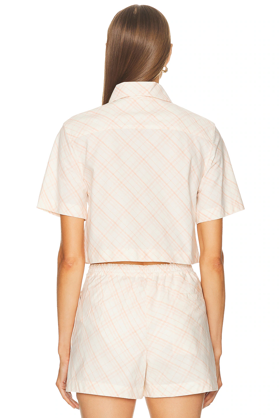Cropped Button Up Top Dusky Rose Ip Check