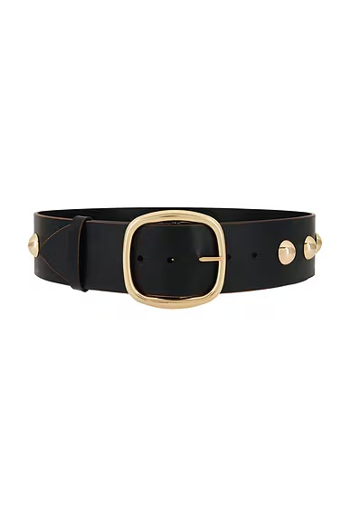 Buckle Leather Belt Gold & Black