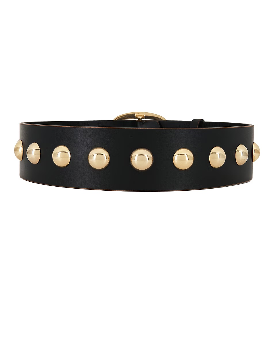Buckle Leather Belt Gold & Black