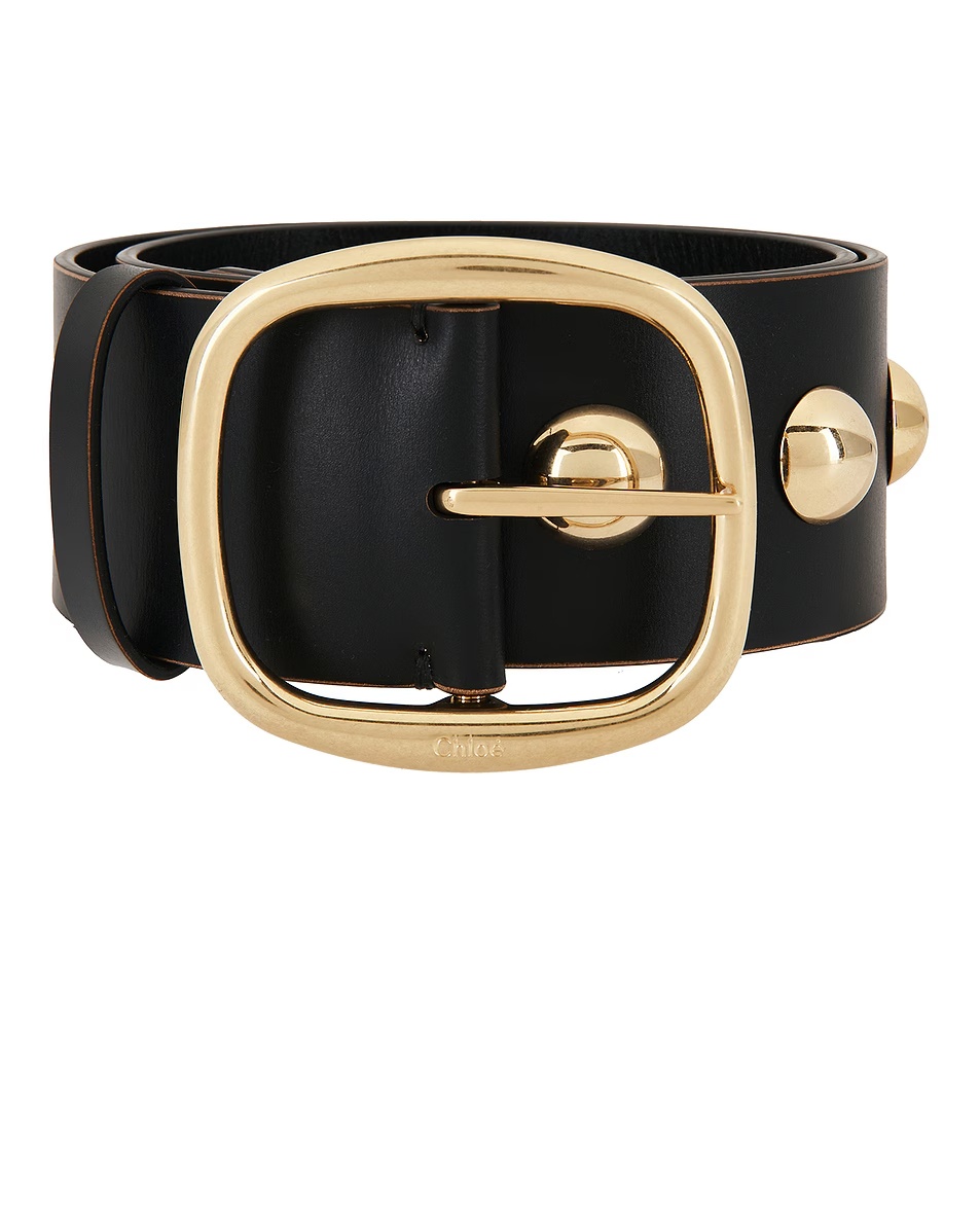 Buckle Leather Belt Gold & Black