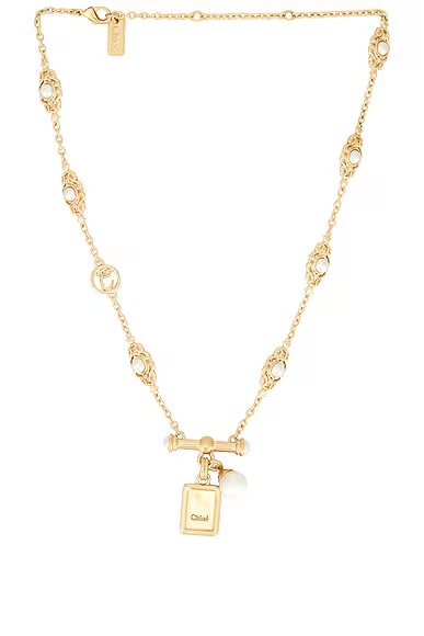 Pendant Necklace Gold & Pearly