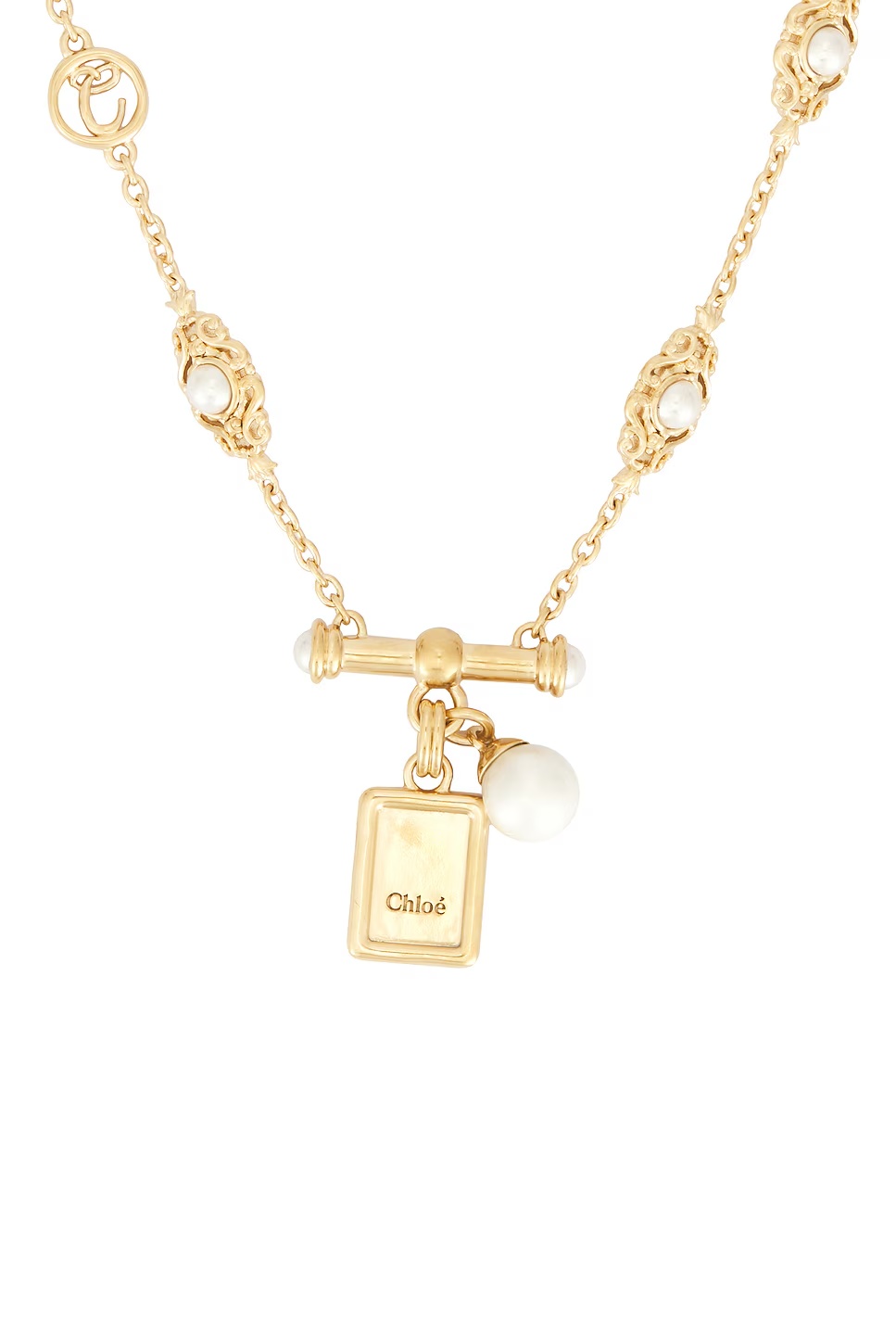 Pendant Necklace Gold & Pearly