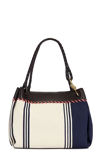 Large Parachute Mariniere Bag Navy, Natural, Fondant, & Muse Brass