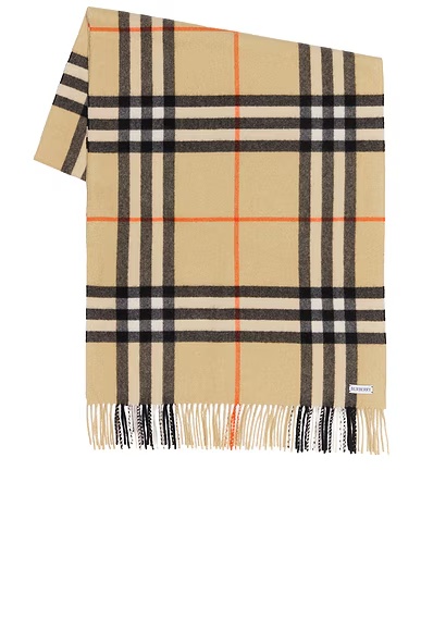 Giant Check Cashmere Scarf Sand