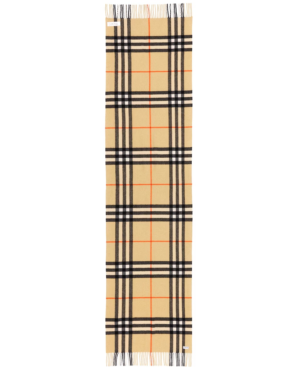 Giant Check Cashmere Scarf Sand