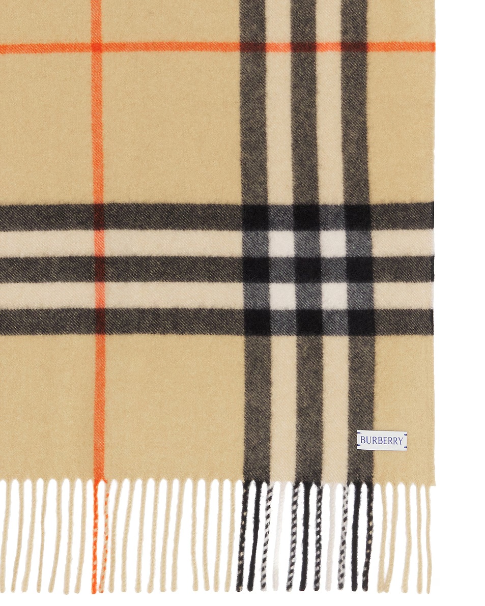 Giant Check Cashmere Scarf Sand