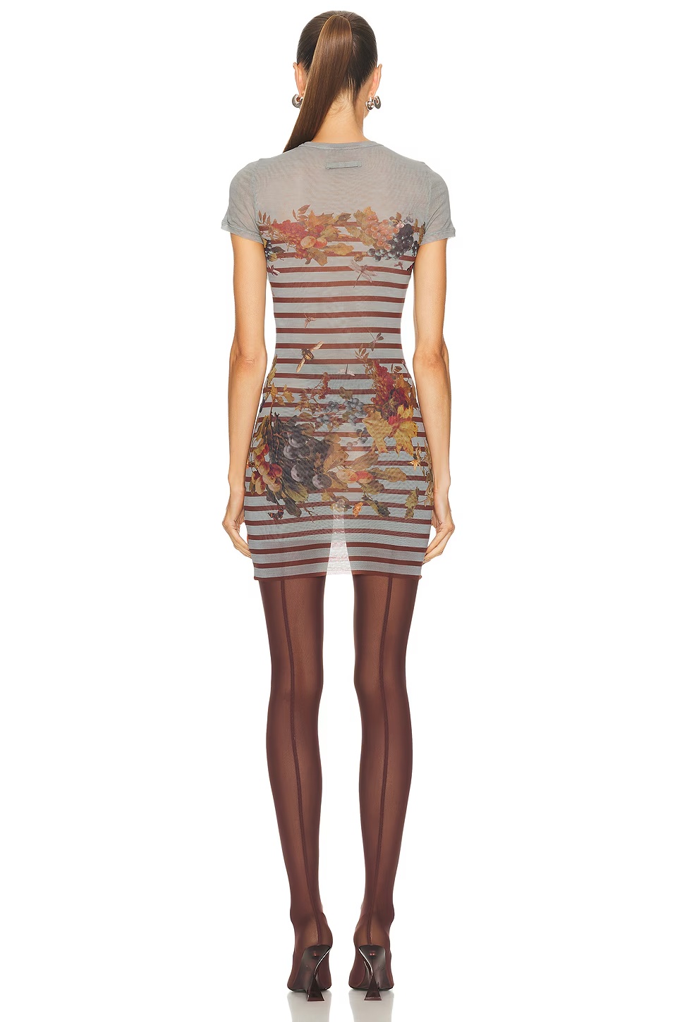 Mesh Printed Mariniére Grape Short Dress Light Blue & Multicolor 3 Mesh Printed Mariniére Grape Short Dress Light Blue & Multicolor