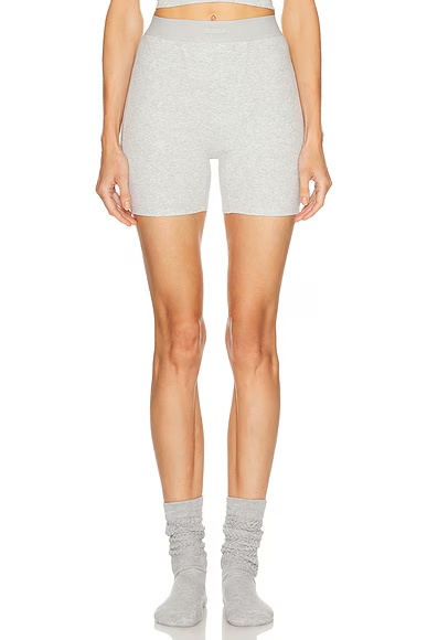 Cotton Rib Boxer Short Light Heather Grey