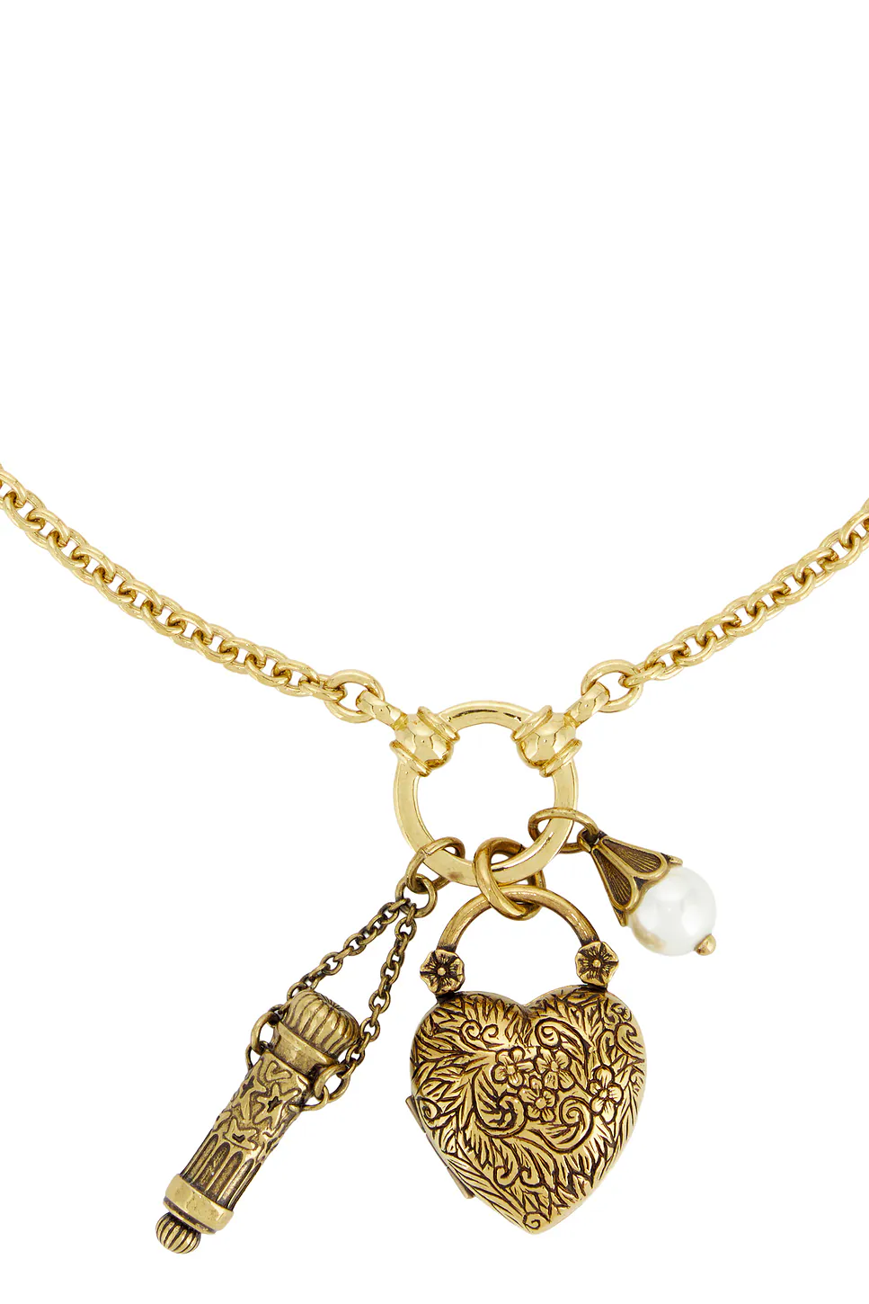 Charm Pendant Necklace Vintage Gold