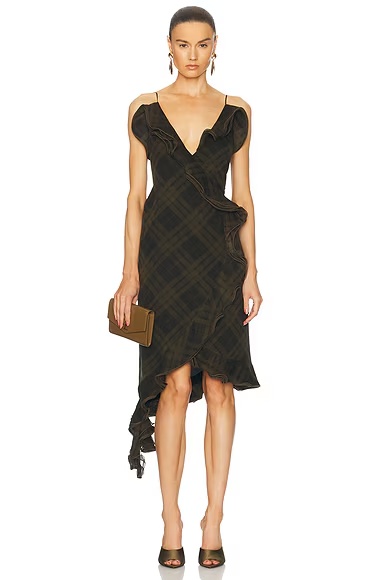 Asymmetric Midi Dress Oil IP Check
