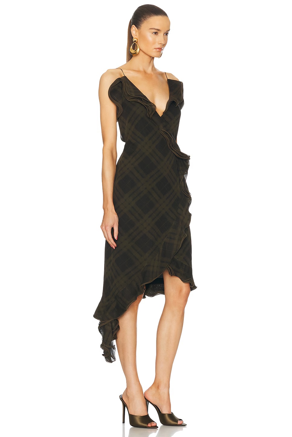 Asymmetric Midi Dress Oil IP Check