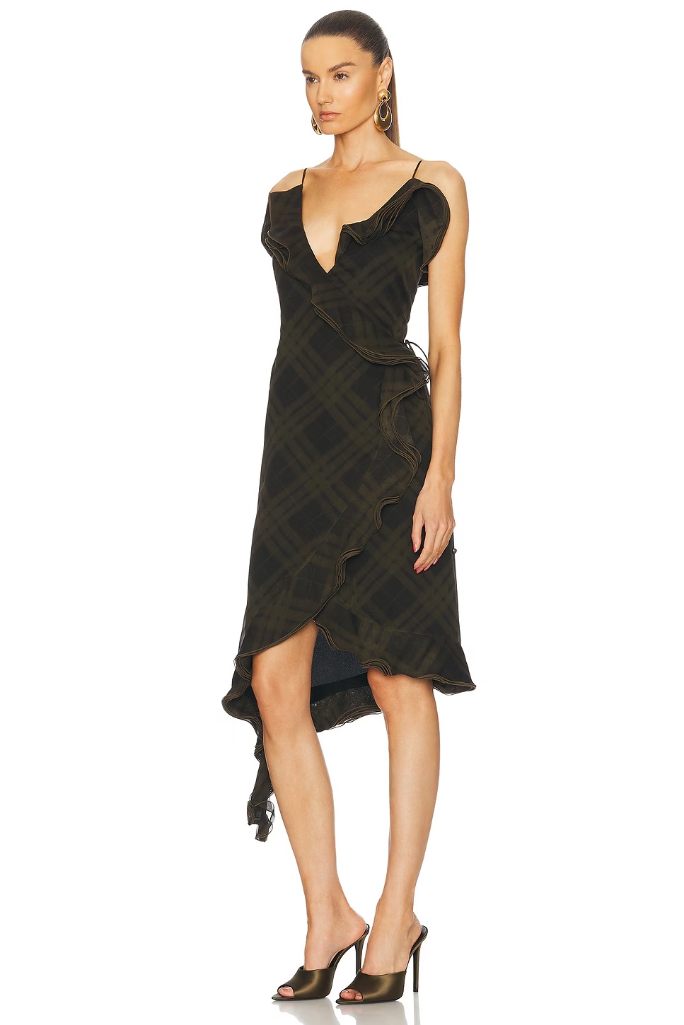 Asymmetric Midi Dress Oil IP Check