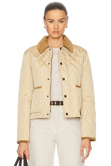 Cropped Quilted Jacket Flax & Sand Ip Check