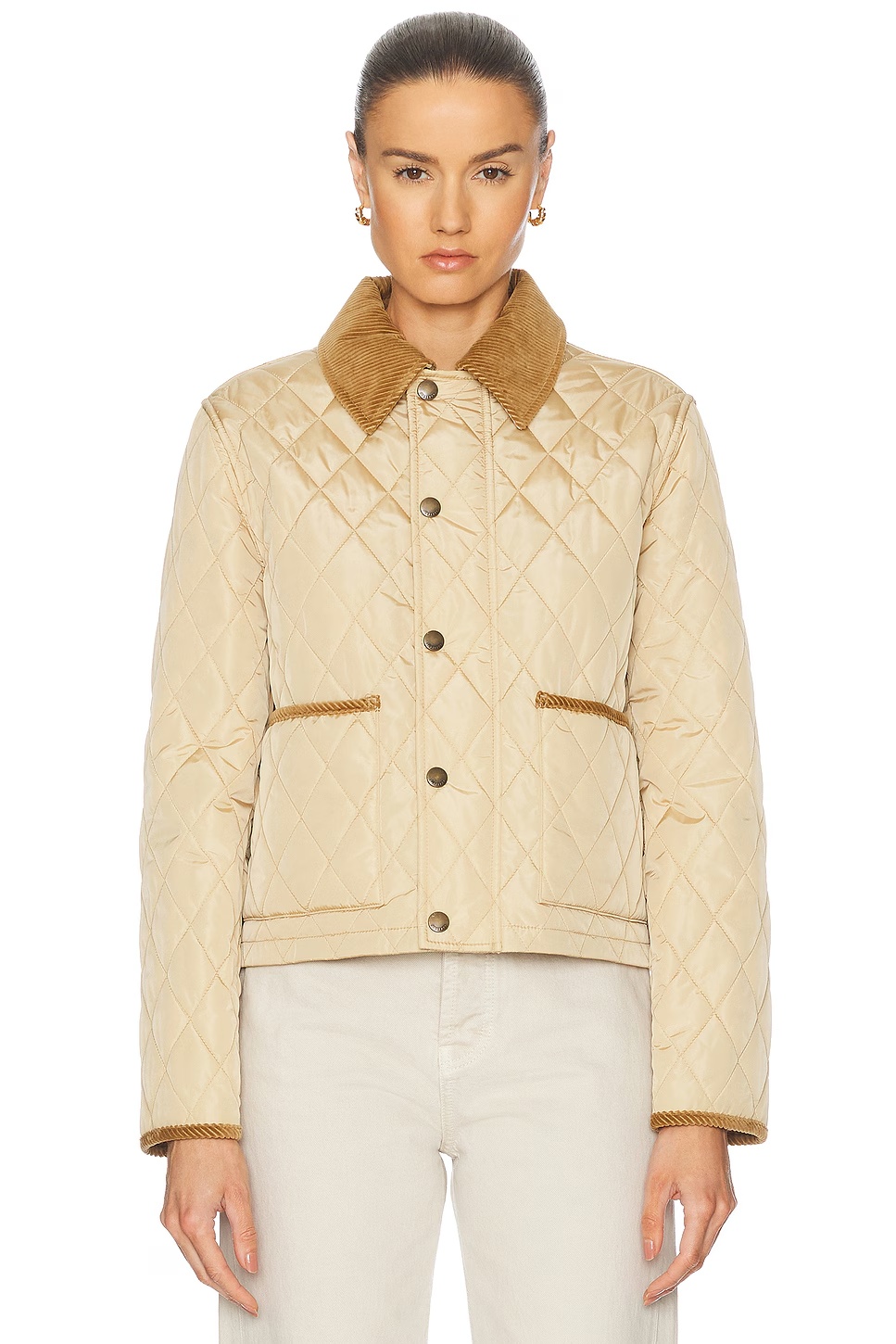 Cropped Quilted Jacket Flax & Sand Ip Check