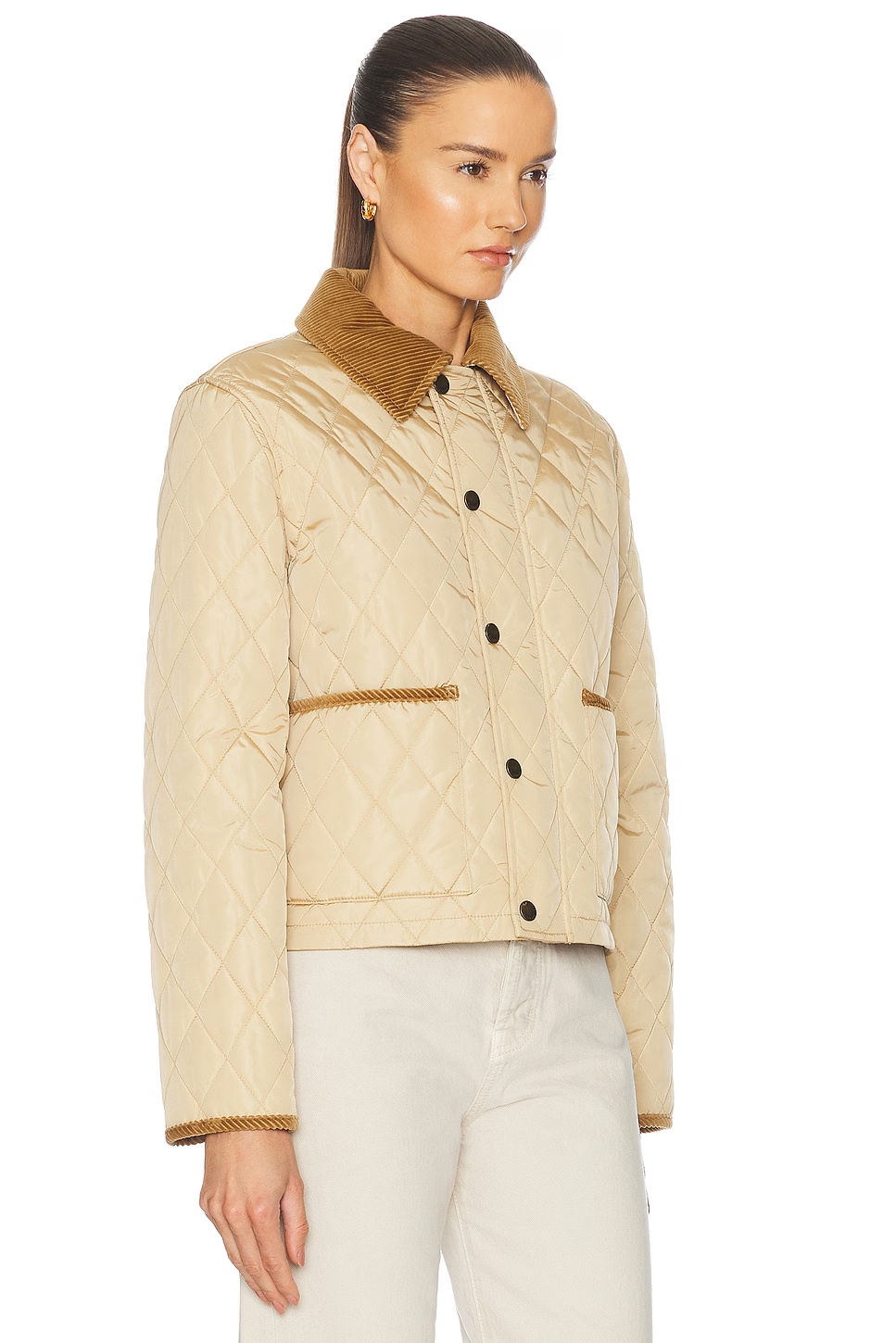 Cropped Quilted Jacket Flax & Sand Ip Check