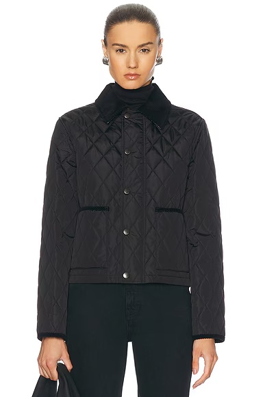 Cropped Quilted Jacket Black & Snug Ip Check