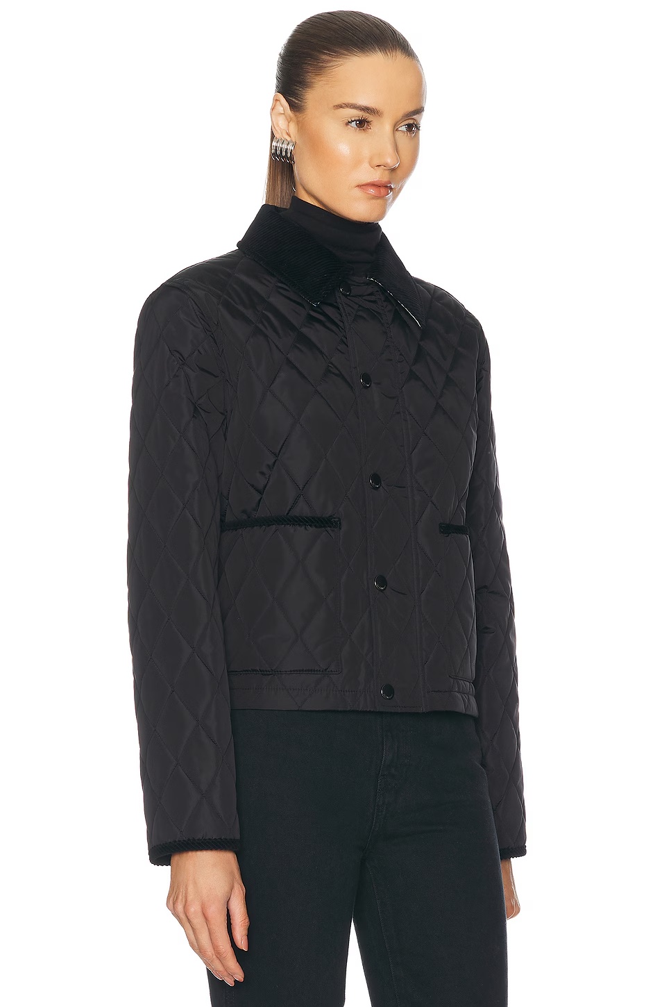 Cropped Quilted Jacket Black & Snug Ip Check