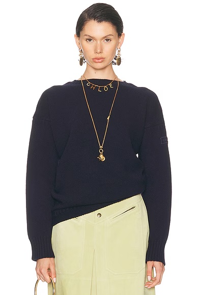 Wool Cashmere Pullover Sweater Navy