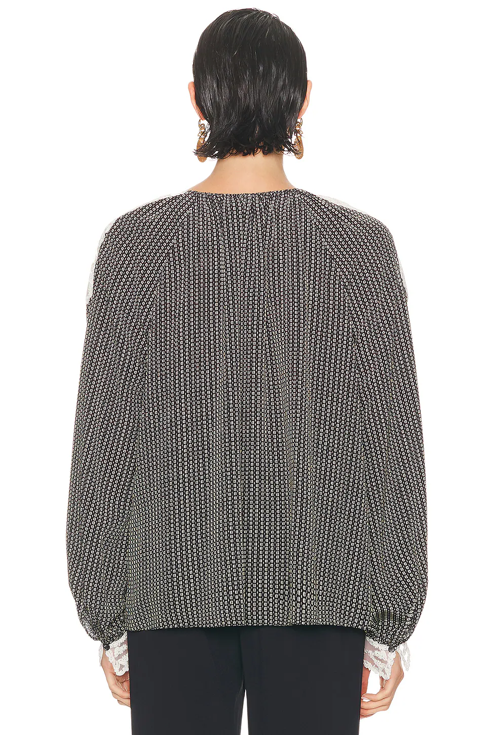 Geometric Crepe De Chine Blouse Black & White