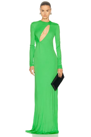 Long Sleeve Evening Dress Green Clover