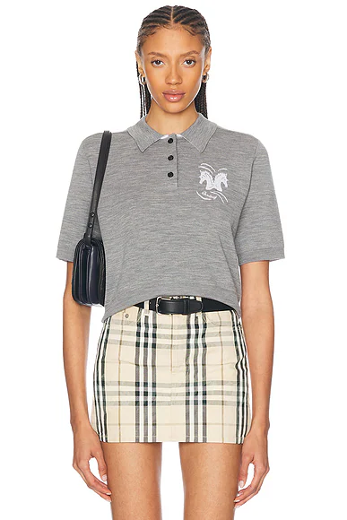Short Sleeve Polo Top Grey