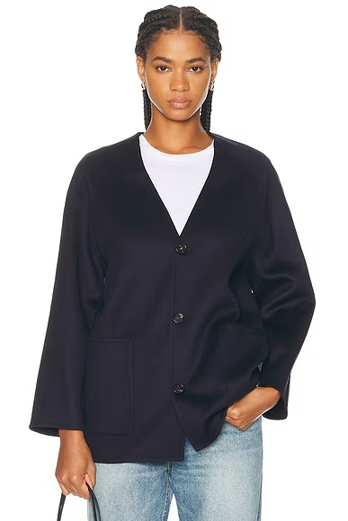 Collarless Coat Navy