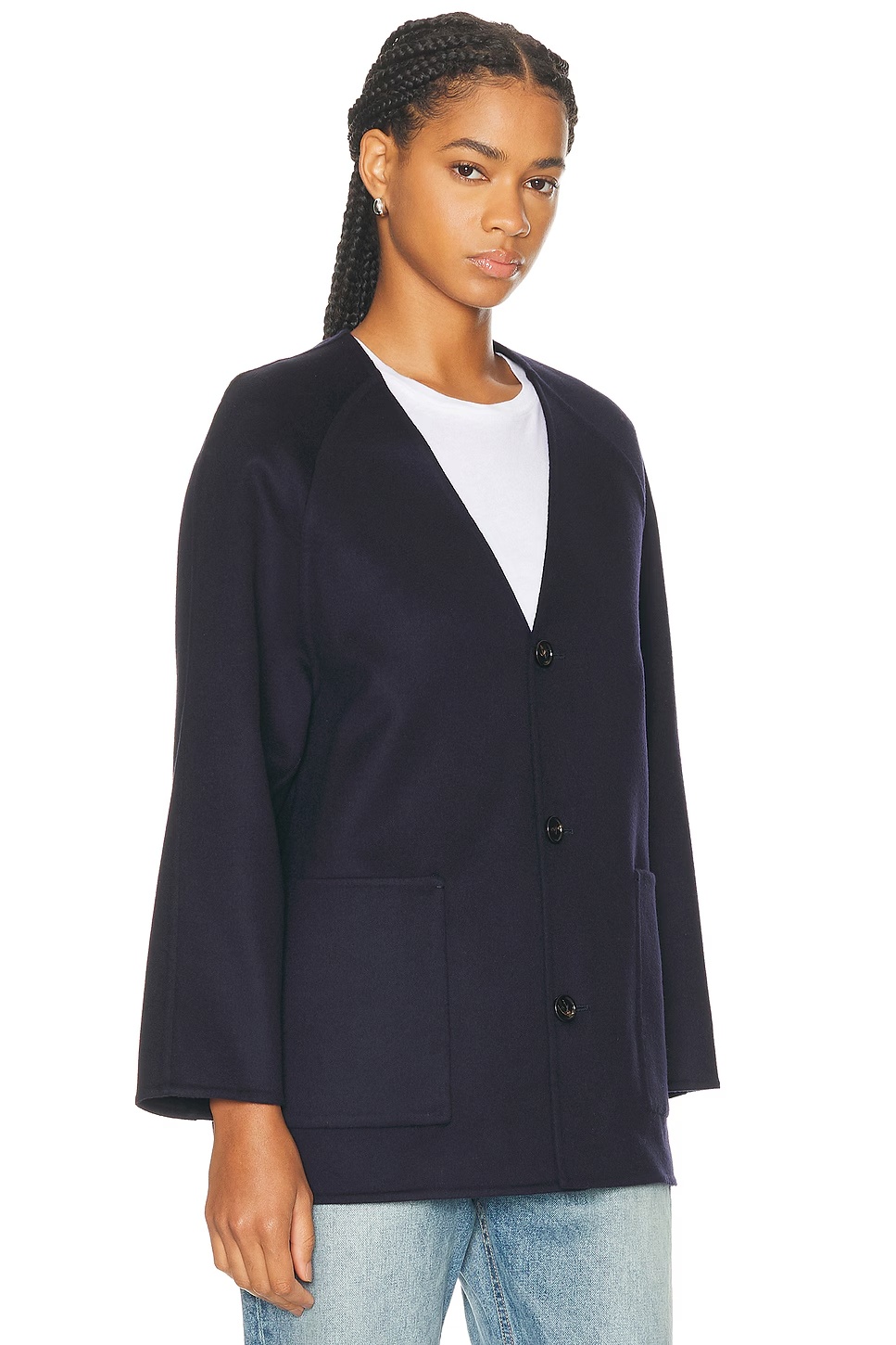 Collarless Coat Navy